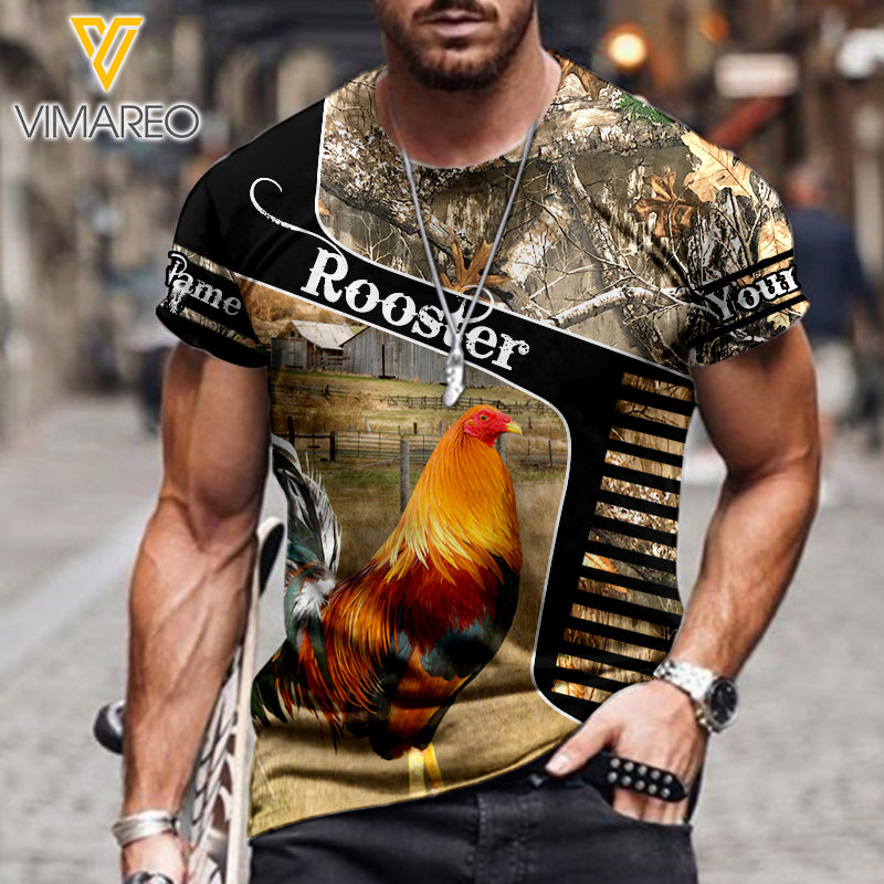 PERSONALIZED ROOSTER CAMO T-SHIRT 3D PRINTED