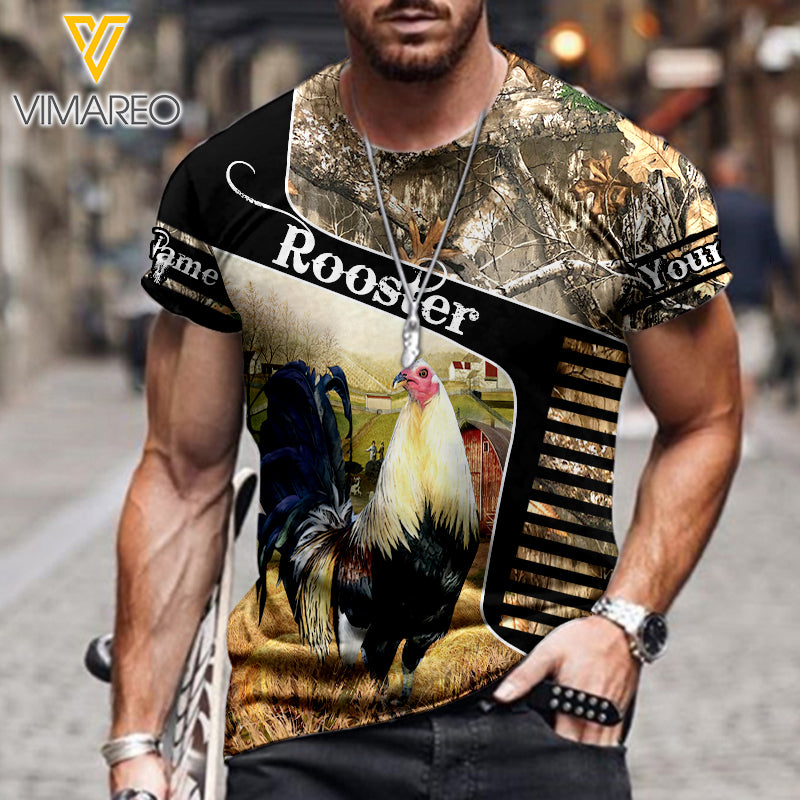 PERSONALIZED ROOSTER CAMO T-SHIRT 3D PRINTED