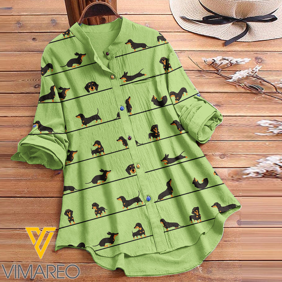 DACHSHUND DOG PRINT VINTAGE BLOUSE
