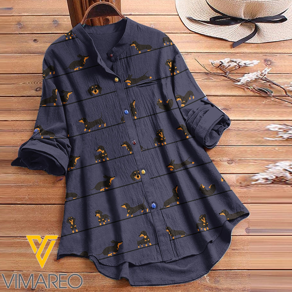 DACHSHUND DOG PRINT VINTAGE BLOUSE