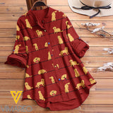 GOLDEN RETRIEVER DOG PRINT VINTAGE BLOUSE
