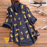 GOLDEN RETRIEVER DOG PRINT VINTAGE BLOUSE
