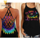 I'LL BRING THE ALCOHO CRISS-CROSS OPEN BACK CAMISOLE TANK TOP
