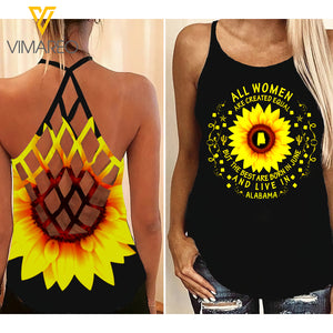 ALL WOMEN ARE CREATED EQUAL ALABAMA CRISS-CROSS OPEN BACK CAMISOLE TANK TOP