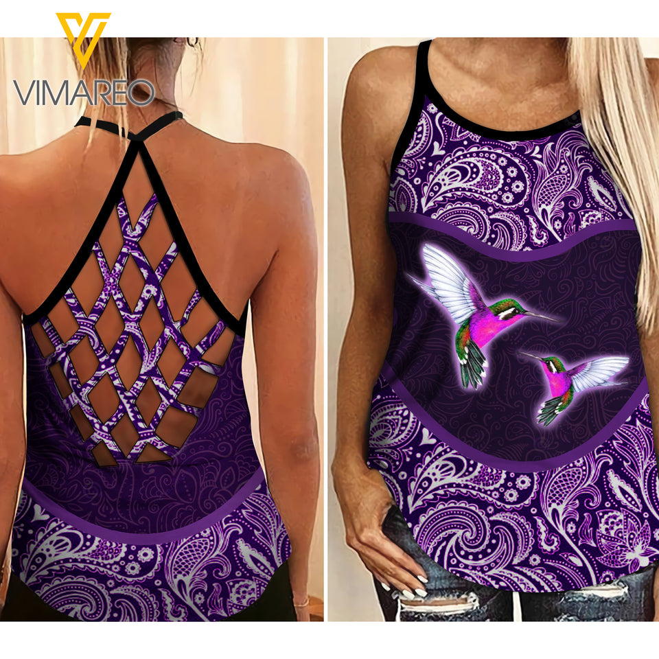HUMMINGBIRD CRISS-CROSS OPEN BACK CAMISOLE TANK TOP