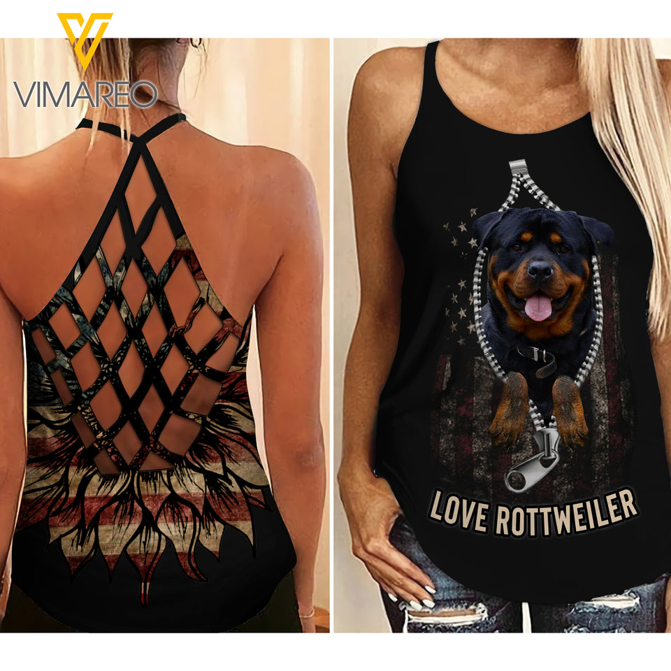 ROTTWEILER DOG CRISS-CROSS TANK TOP/LEGGING