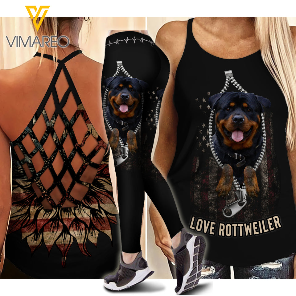 ROTTWEILER DOG CRISS-CROSS TANK TOP/LEGGING