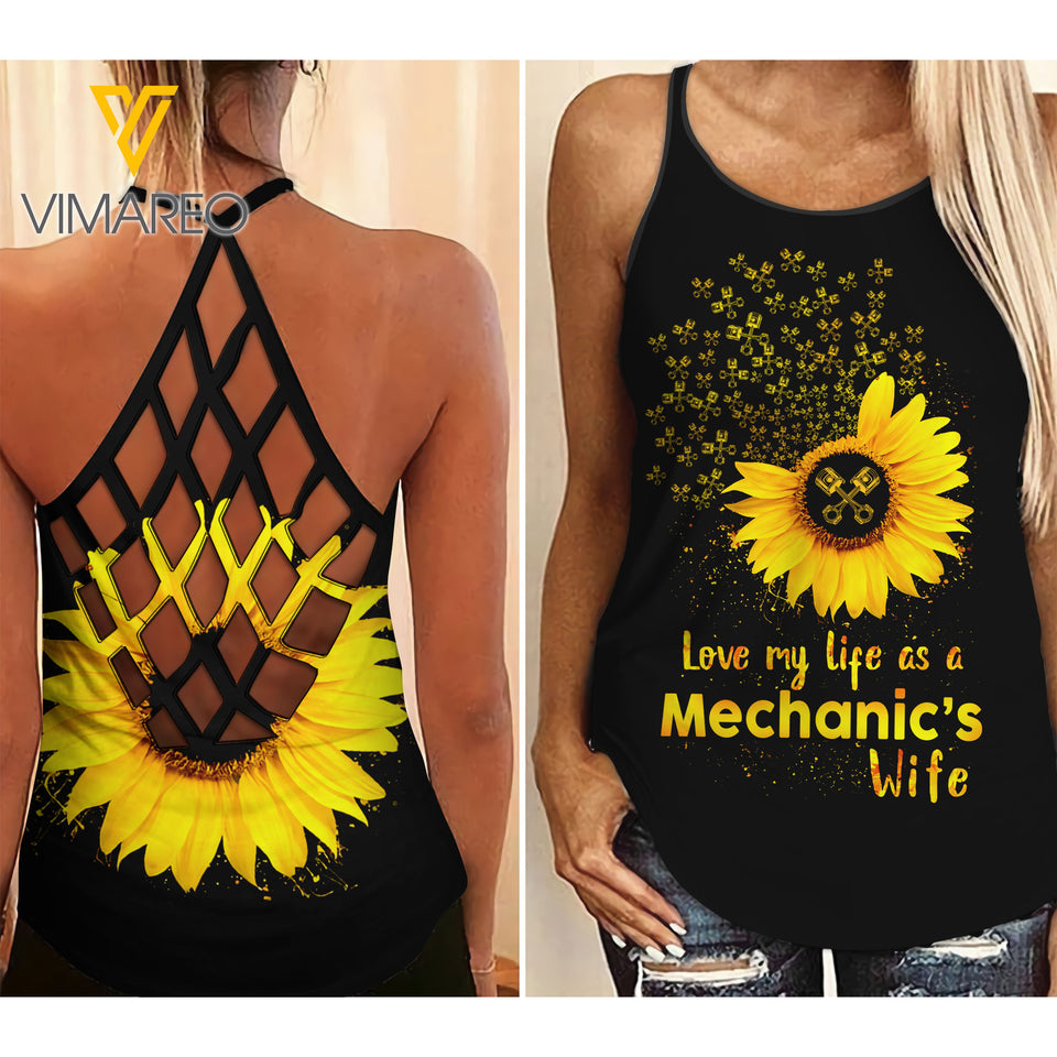 MECHANIC'S WIFE Criss-Cross Open Back Camisole Tank Top YYQQ