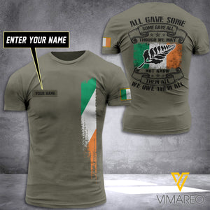 CUSTOMIZED IRISH ARMY 3D PRINTED TSHIRT YYTT