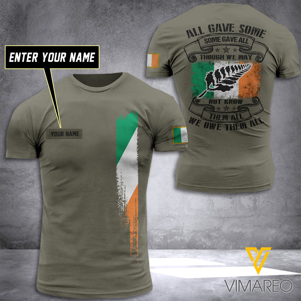 CUSTOMIZED IRISH ARMY 3D PRINTED TSHIRT YYTT