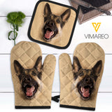 GERMAN SHEPHERD OVEN MITTS AND POT HOLDER SET