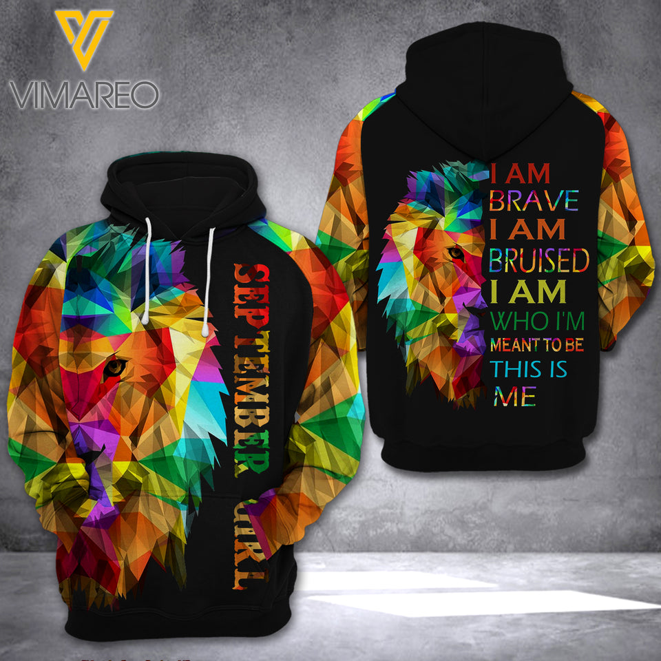SEPTEMBER GIRL WITH LION HOODIE 3D PRINTED YYTT