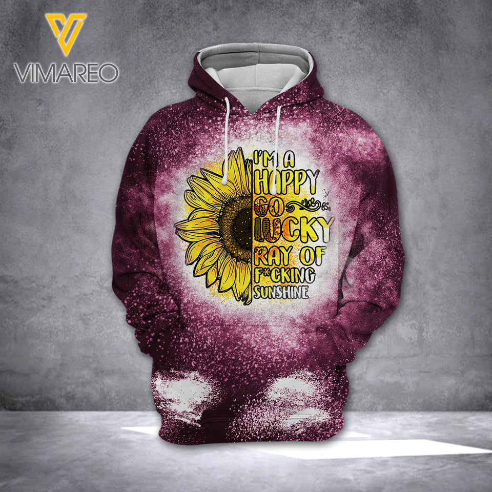 Sunflower Girl Bleached Hoodie Printed 3 Colors