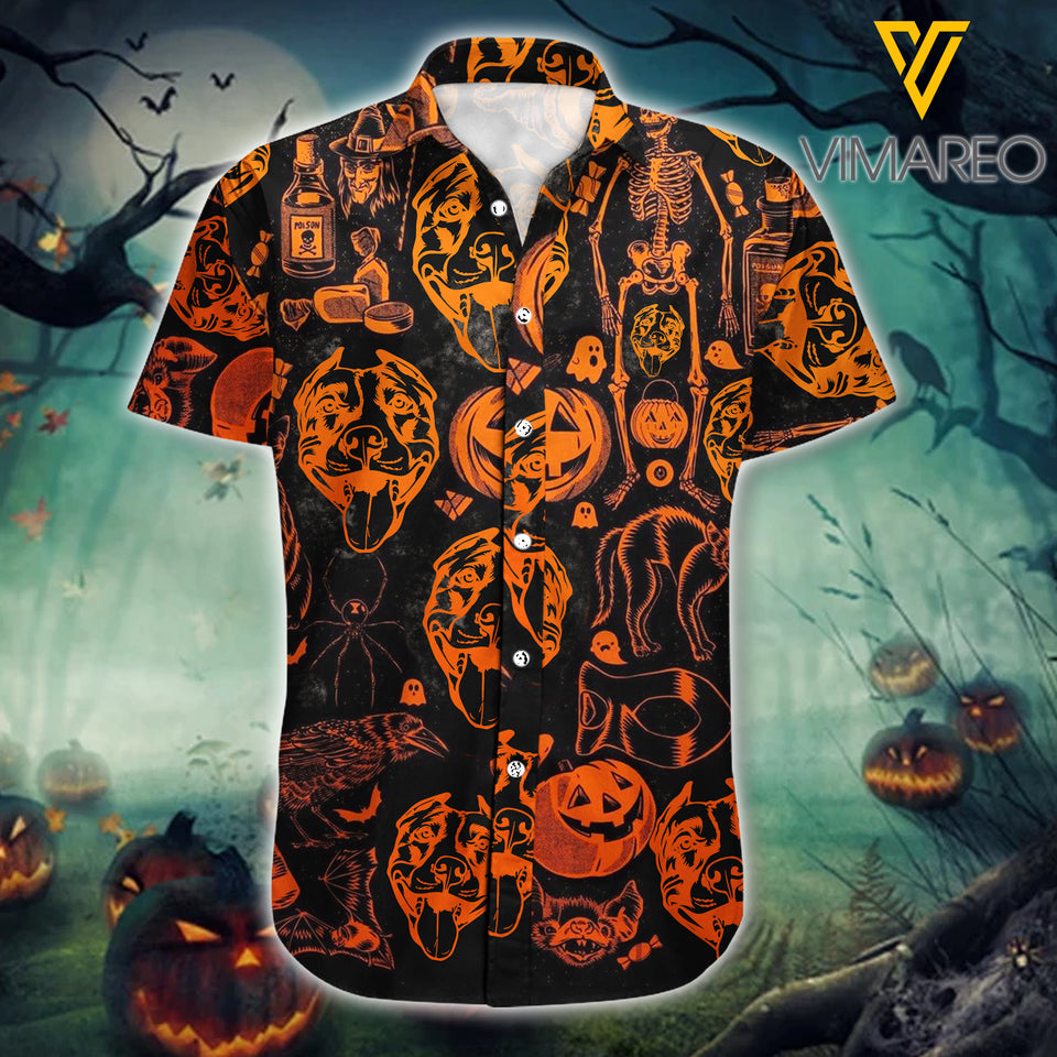 PITBULL HAPPY HALLOWEEN HAWAII SHIRT