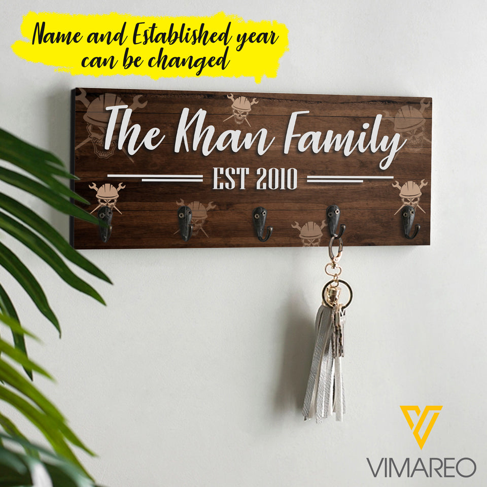 Customized Ironworker Family Wood Key Holder NEYT29