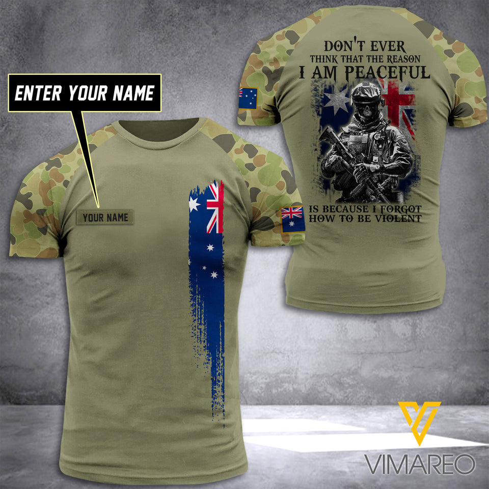 PERSONALIZED  AUSTRALIA WARRIOR / ARMY 3D PRINTED SHIRT YYTT
