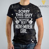 This Guy Is Taken By A Sexy November Girl Bleached TShirt