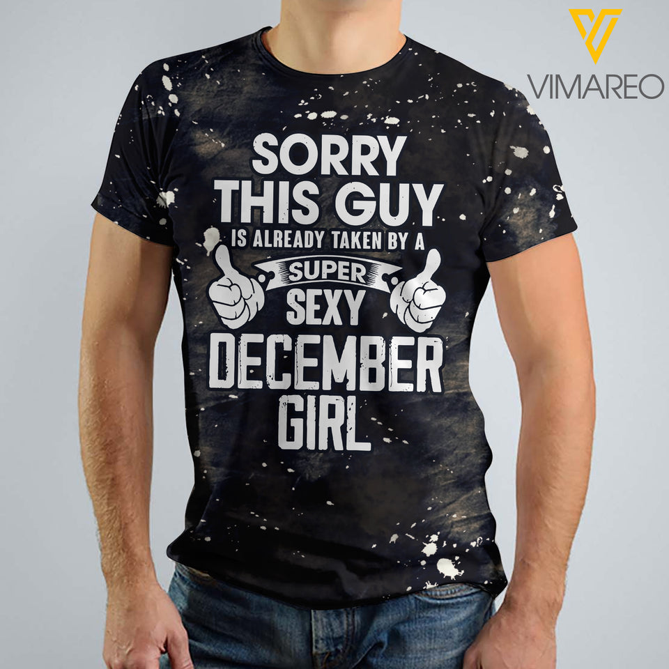 This Guy Is Taken By A Sexy December Girl Bleached TShirt