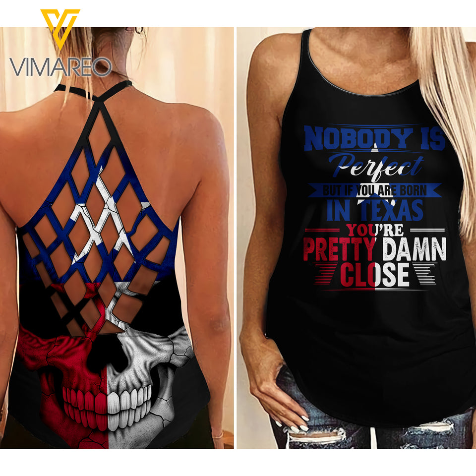 TEXAS GIRL Criss-Cross Open Back Camisole Tank Top YYTT