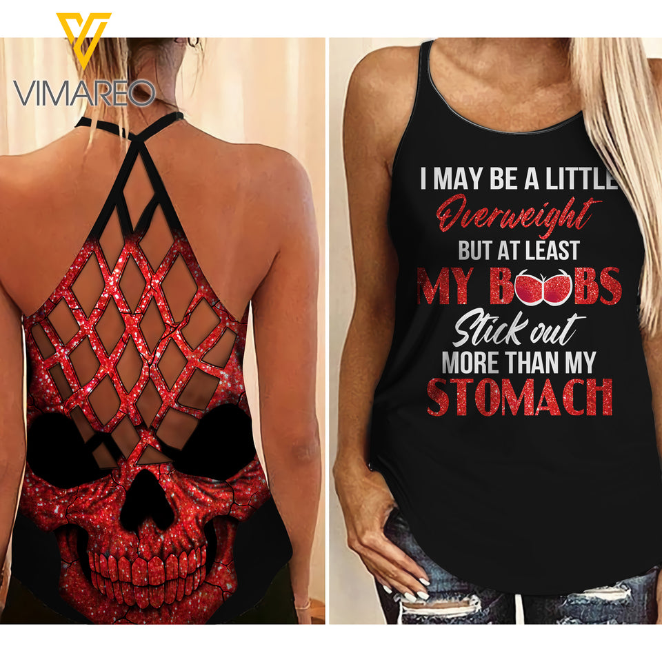 MY BOOBS STICK OUT MORE THAN MY STOMACH Criss-Cross Open Back Camisole Tank Top  VMYY