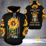 JUNE GIRL LOVE TATTOOS AND SUNFLOWER HOODIE 3D PRINTED YYTT