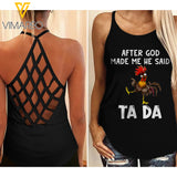 Rooster Ta Da Criss-Cross Open Back Camisole Tank Top NEYQ13