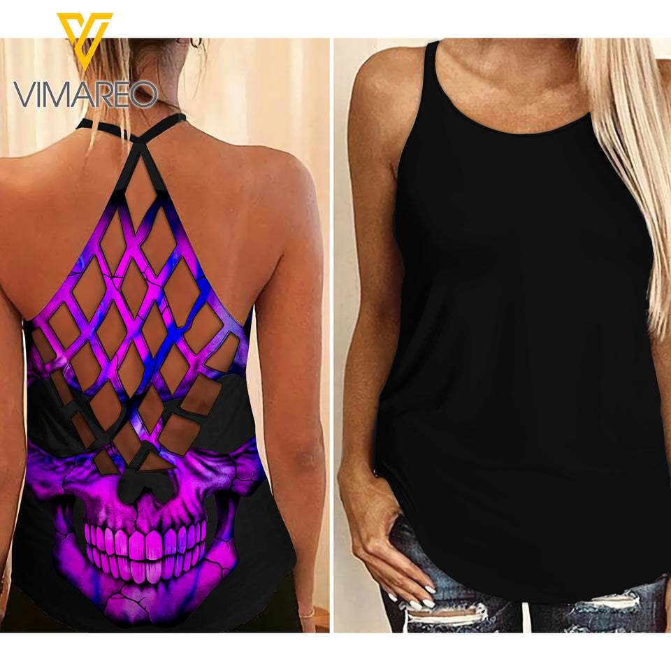 ORIGINAL SKULL CRISS-CROSS OPEN BACK CAMISOLE TANK TOP