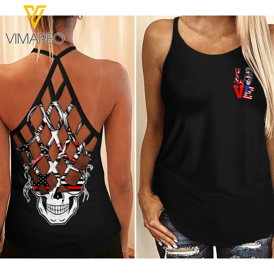 Black  Criss-Cross Open Back Camisole Tank Top QQ68