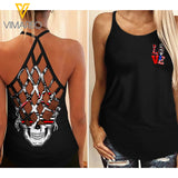 Black  Criss-Cross Open Back Camisole Tank Top QQ68