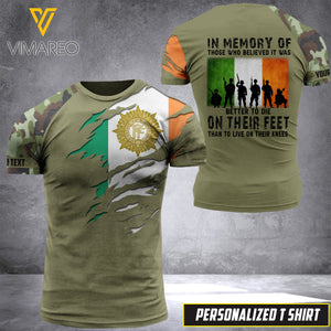 CUSTOMIZED IRISH SOLIDER 3D PRINTED TSHIRT YYTT