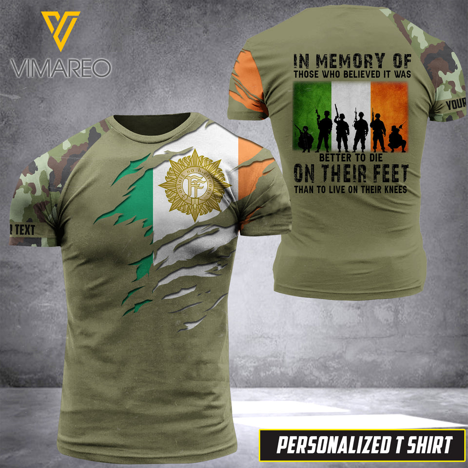 CUSTOMIZED IRISH SOLIDER 3D PRINTED TSHIRT YYTT