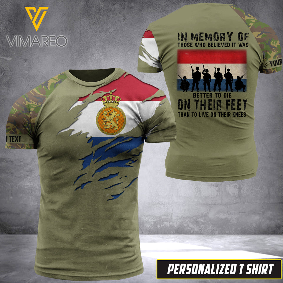 CUSTOMIZED NETHERLANDS SOLIDER 3D PRINTED TSHIRT YYTT