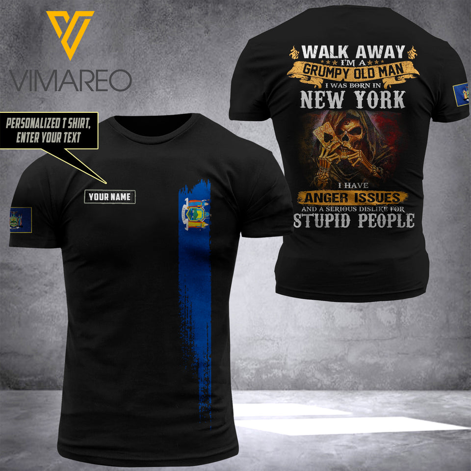 CUSTOMIZED A GRUMPY OLD MAN WAS BORN IN NEW YORK 3D PRINTED TSHIRT