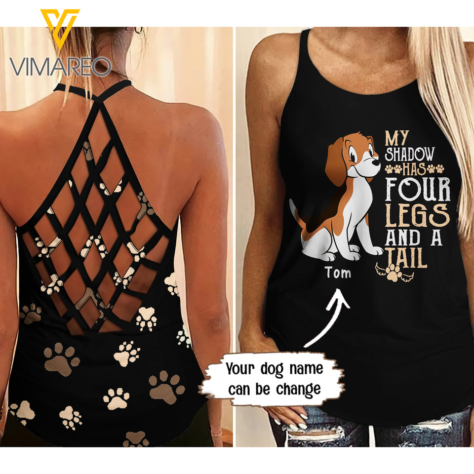 Customized Beagle Criss-Cross Open Back Camisole Tank Top NEYQ17