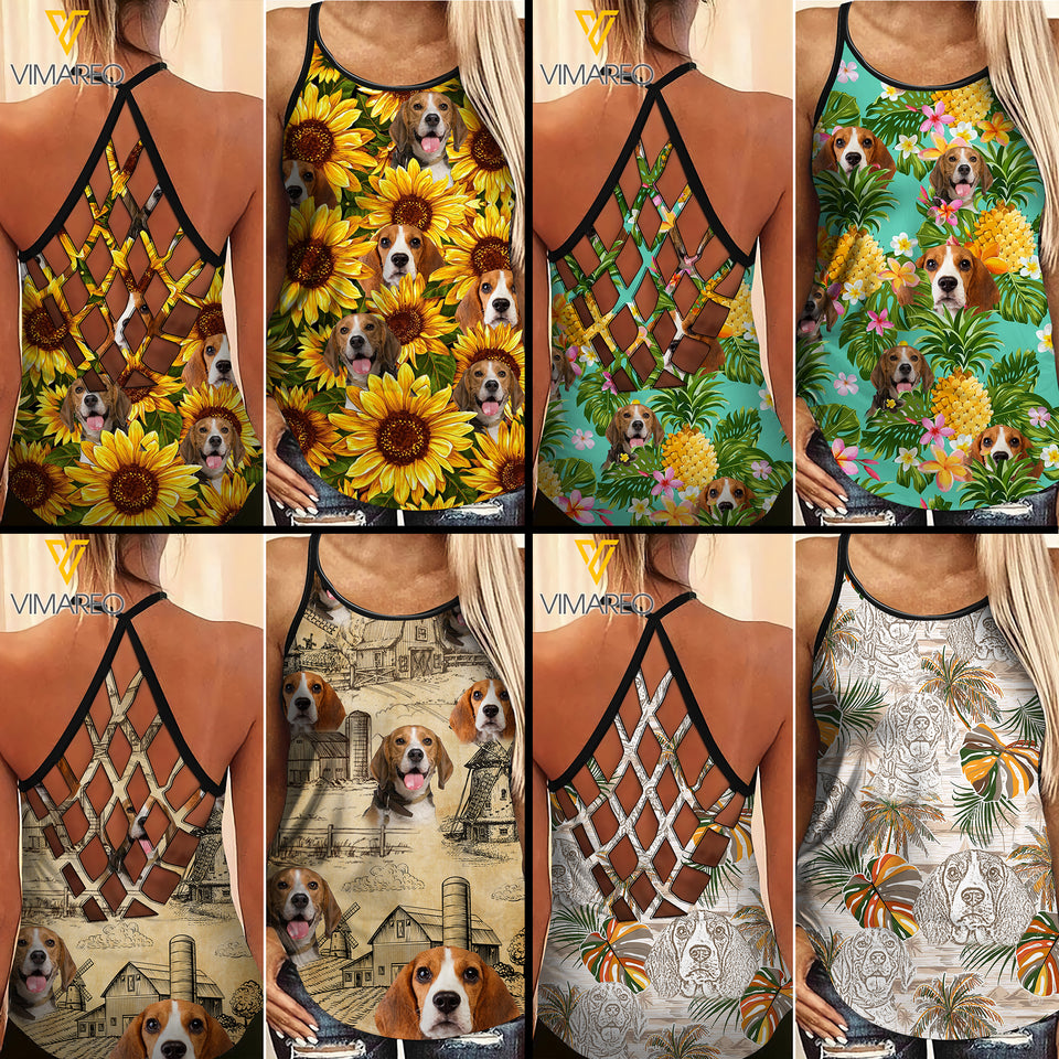 Beagle Criss-Cross Open Back Camisole Tank Top NEY30