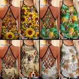 Beagle Criss-Cross Open Back Camisole Tank Top NEY30