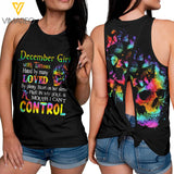 December Girl Skull Butterflies Tie-Breaker Sleeveless Top, Summer Tank Top