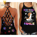 Beagle Criss-Cross Open Back Camisole Tank Top YYQQ09