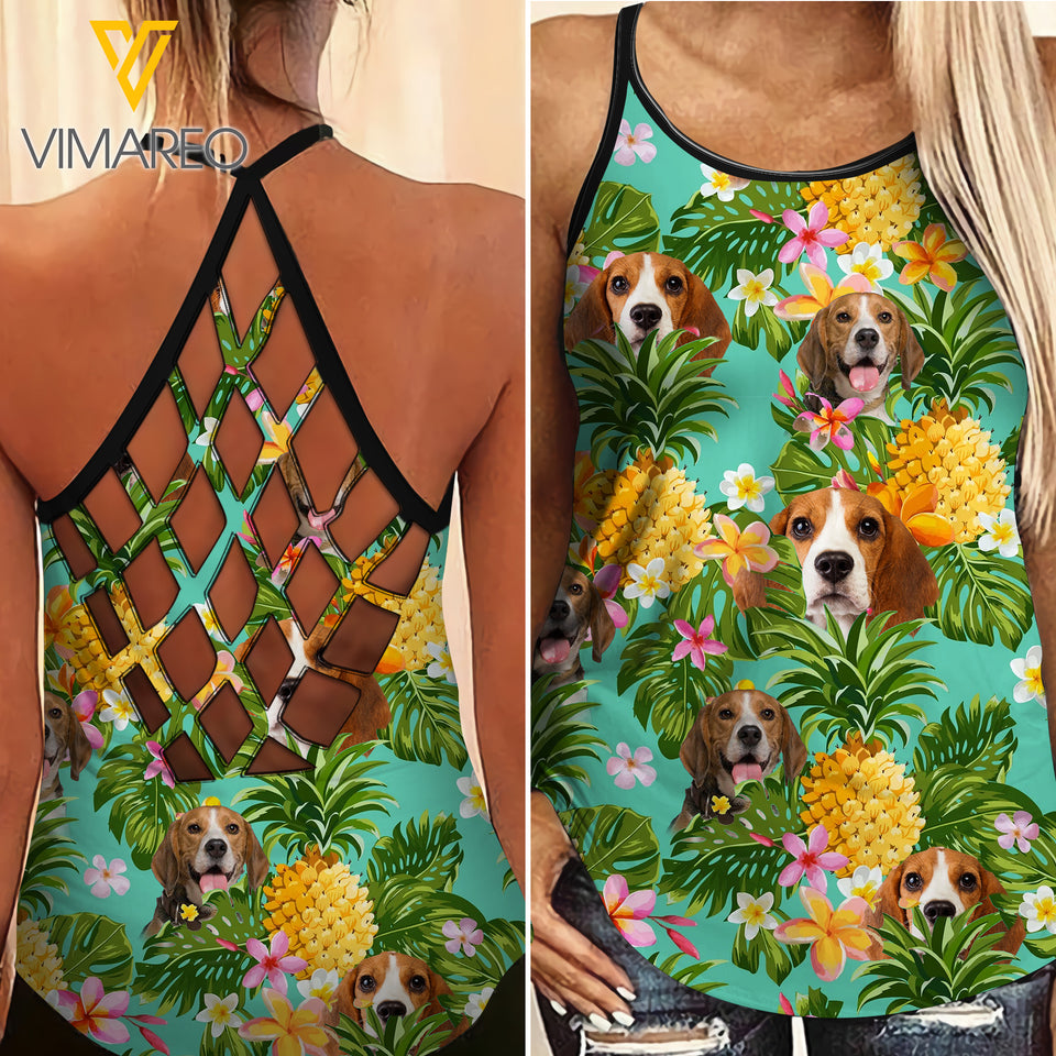 Beagle Criss-Cross Open Back Camisole Tank Top NEY30