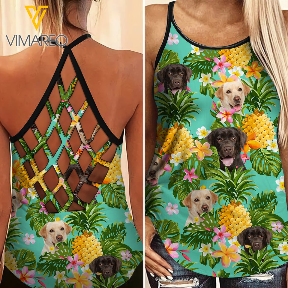 Labrador Retriever Criss-Cross Open Back Camisole Tank Top NEY30