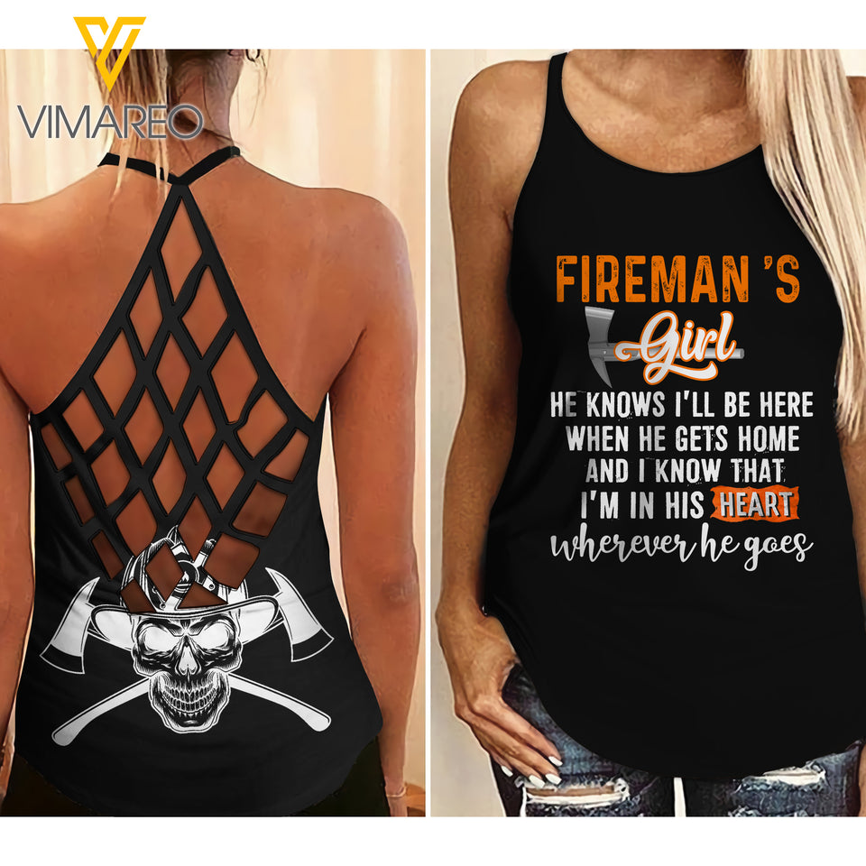 FIREMAN'S GIRL Criss-Cross Open Back Camisole Tank Top