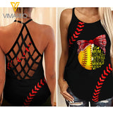 LOVE MY SOFTBALL GIRL Criss-Cross Open Back Camisole Tank Top