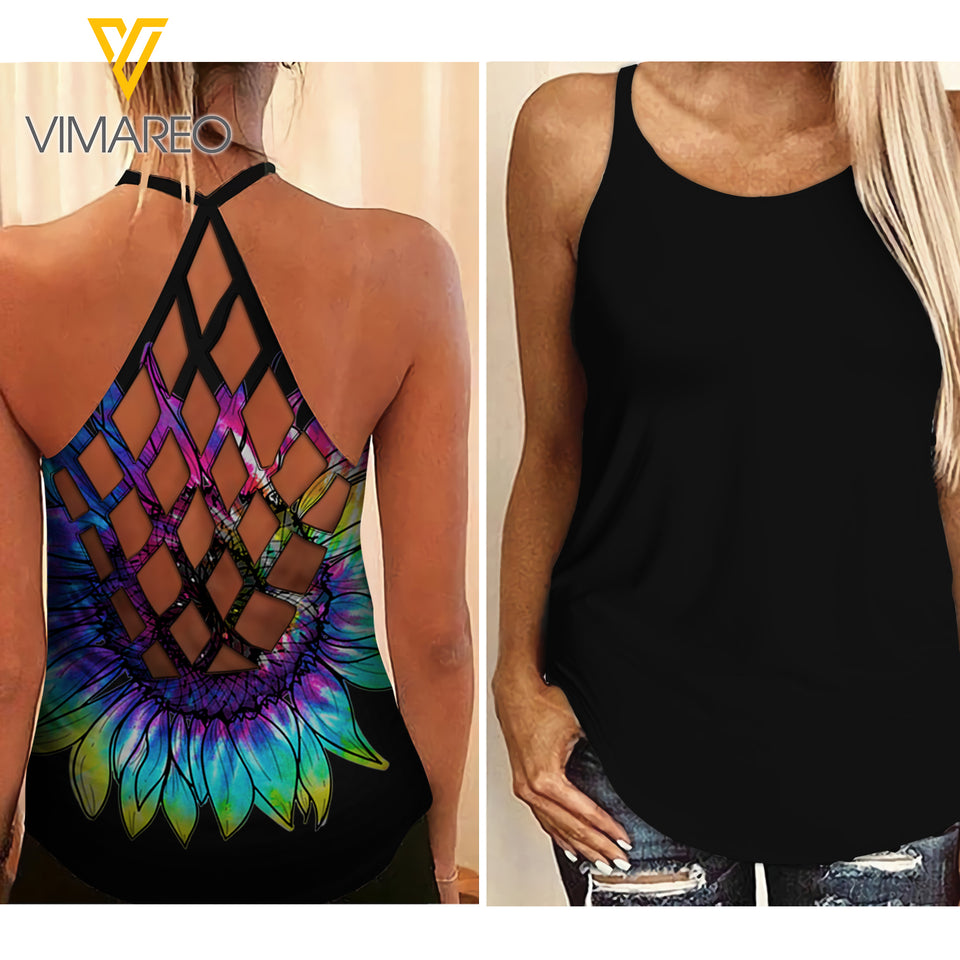 BLACK Criss-Cross Open Back Camisole Tank Top YYQQ