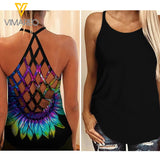 BLACK Criss-Cross Open Back Camisole Tank Top YYQQ