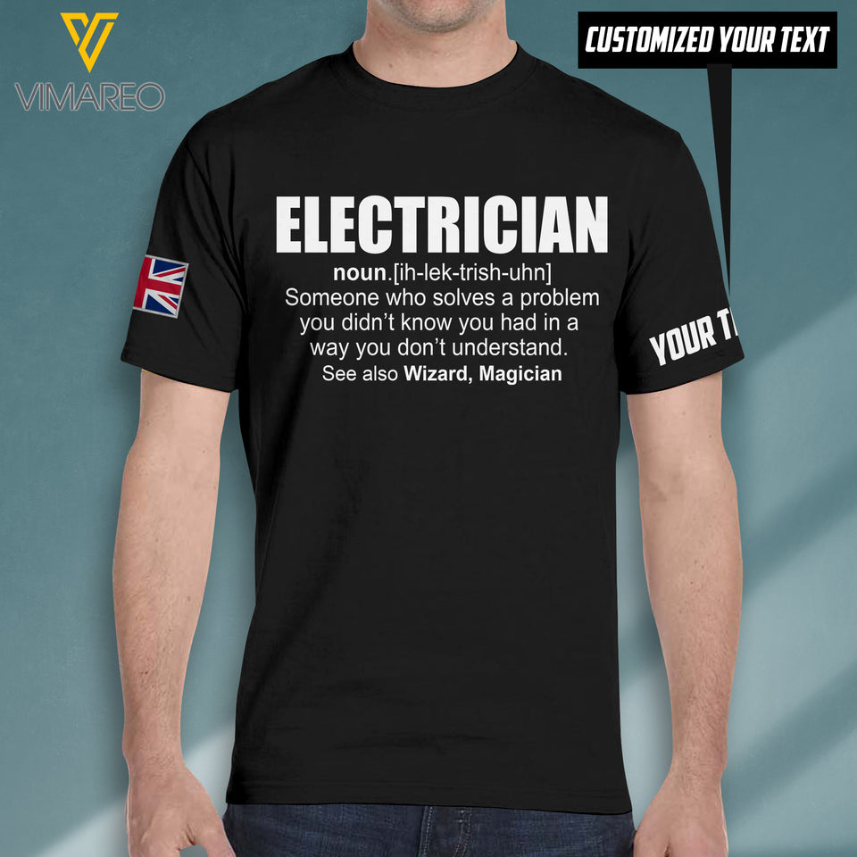 Electrician  UK Customized 3D PRINTED TSHIRT 0109T