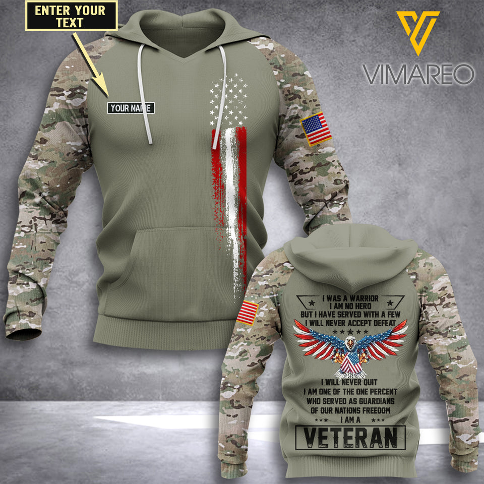 Customized Veteran army USA 3D Printed Shirt/Hoodie 1607TQ