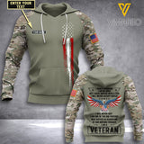 Customized Veteran army USA 3D Printed Shirt/Hoodie 1607TQ