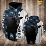 Customized Black Angus hoodie 3D Printed 1506TQ