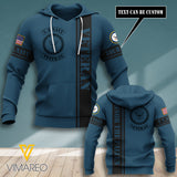 Customized Navy 3D Printed Hoodie 1607TH