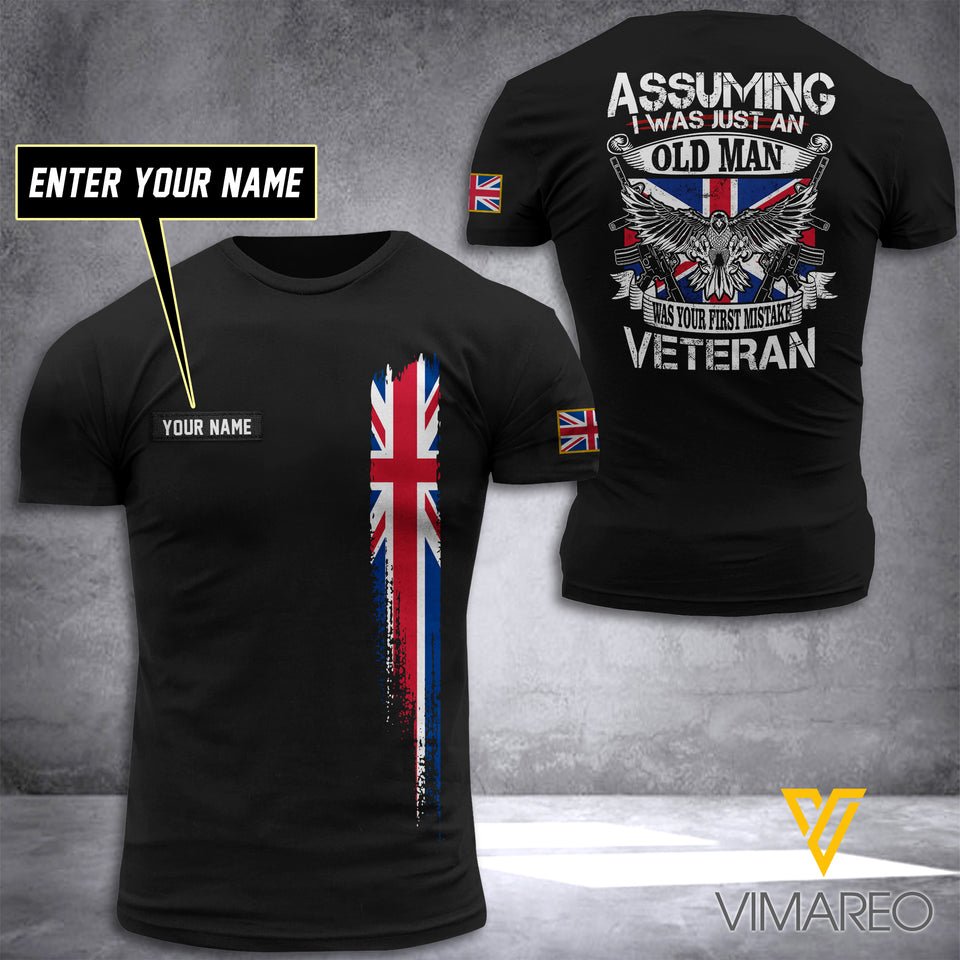 Customized UK veteran 3D PRINTED TSHIRT 2704NGBTH